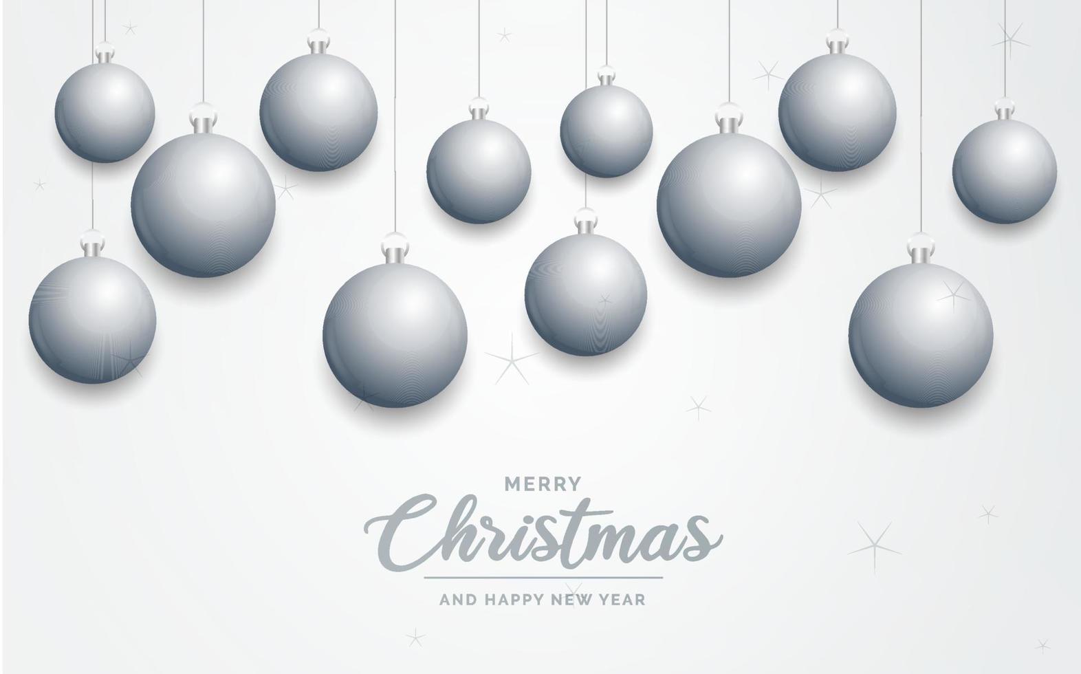 Elegant shiny white Christmas background with Silver baubles and place for text vector