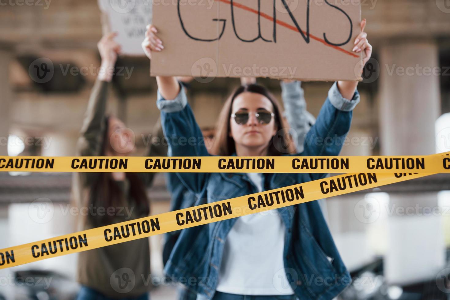 Be loud. Group of feminist women have protest for their rights outdoors photo