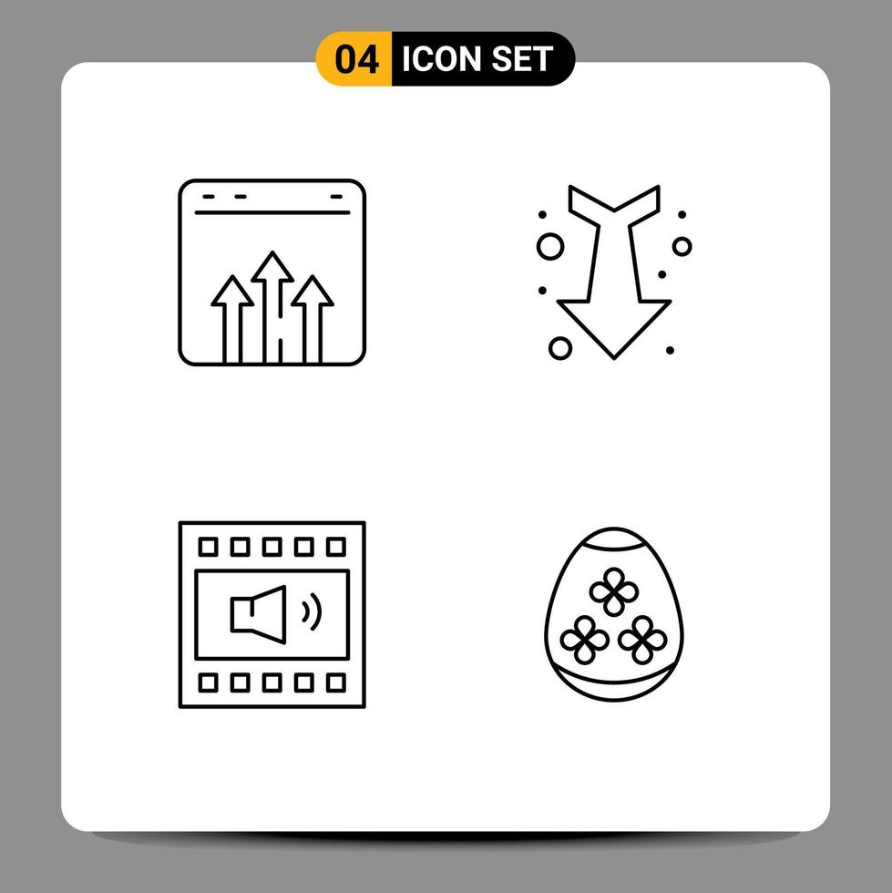 Stock Vector Icon Pack of 4 Line Signs and Symbols for business amplifier growth down open volume Editable Vector Design Elements