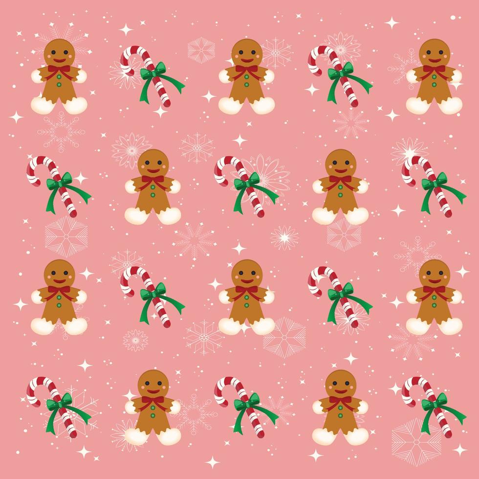 Gingerbread Man y bastón de caramelo la trama de fondo de Navidad ilustración vectorial vector
