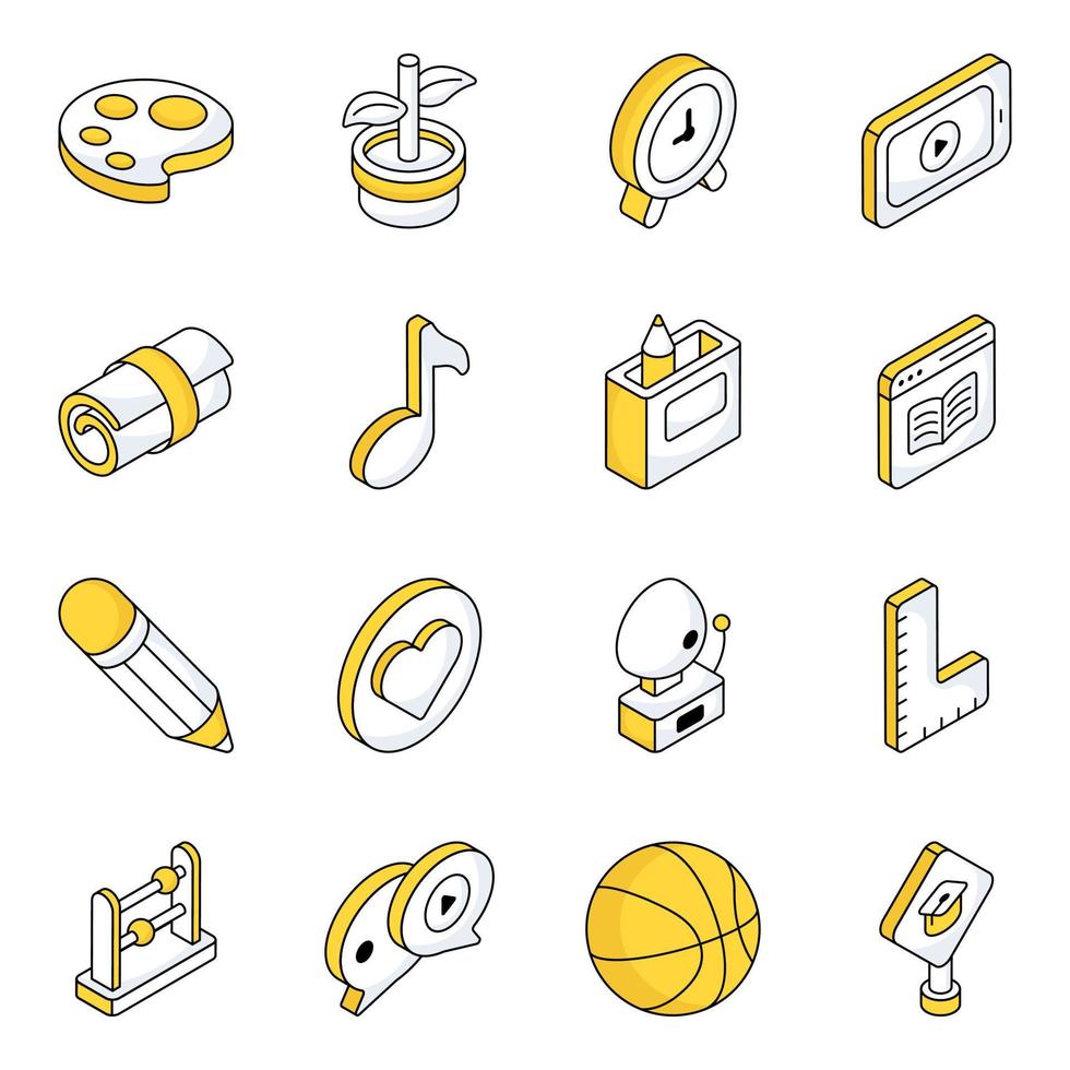 Pack of Learning Flat Isometric Icons vector