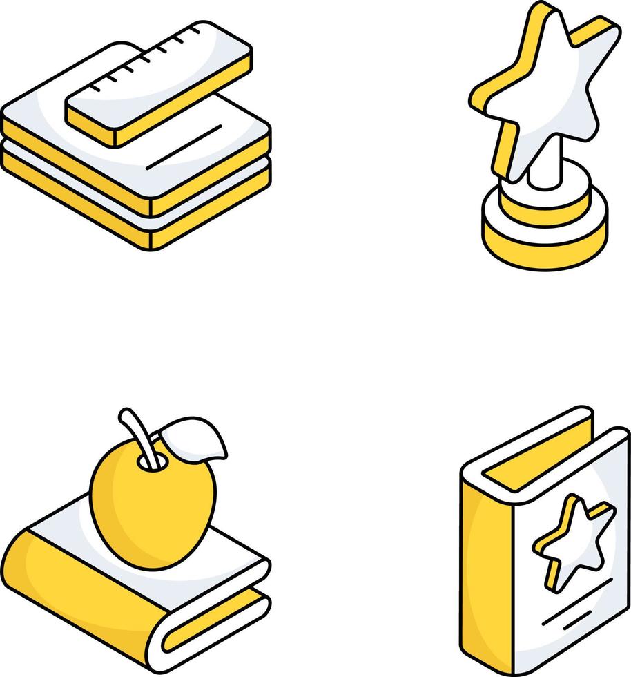 Pack of Learning and Knowledge Flat Isometric Icons vector
