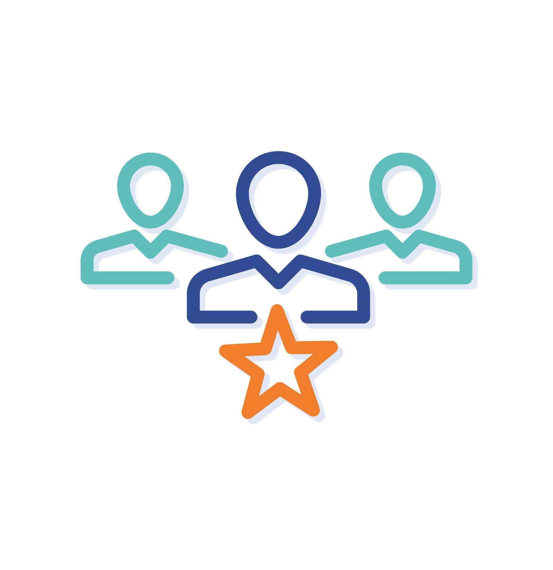 Abstract teamwork leadership goal logo icon. Star staff. Modern lines
