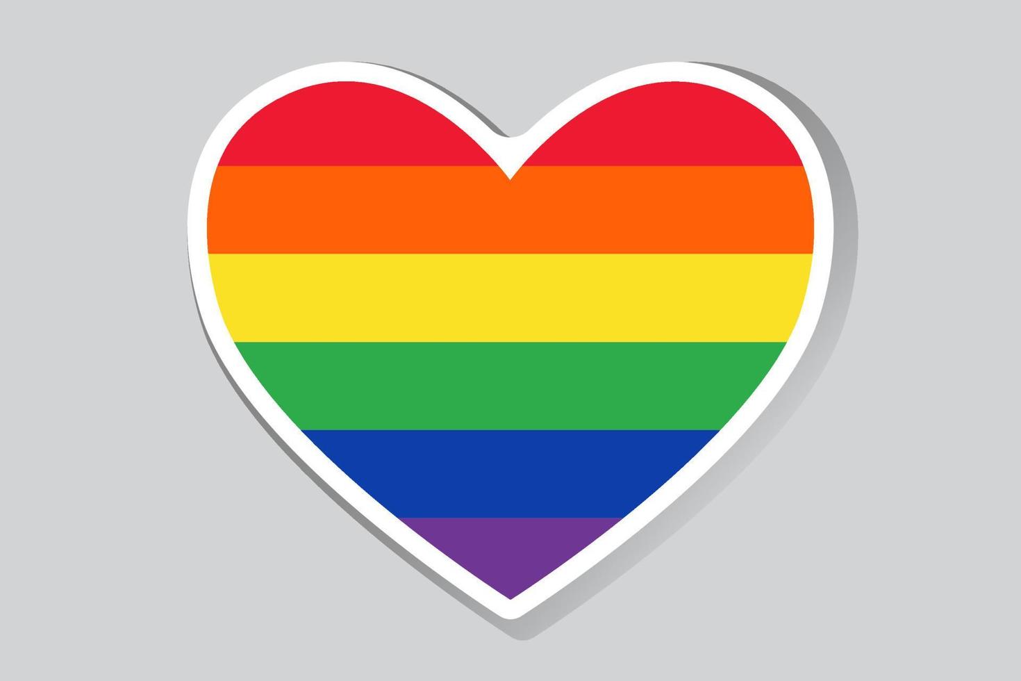 Heart sticker with colorful LGBT flag. Vector heart label, template, baner, Emoji Icon