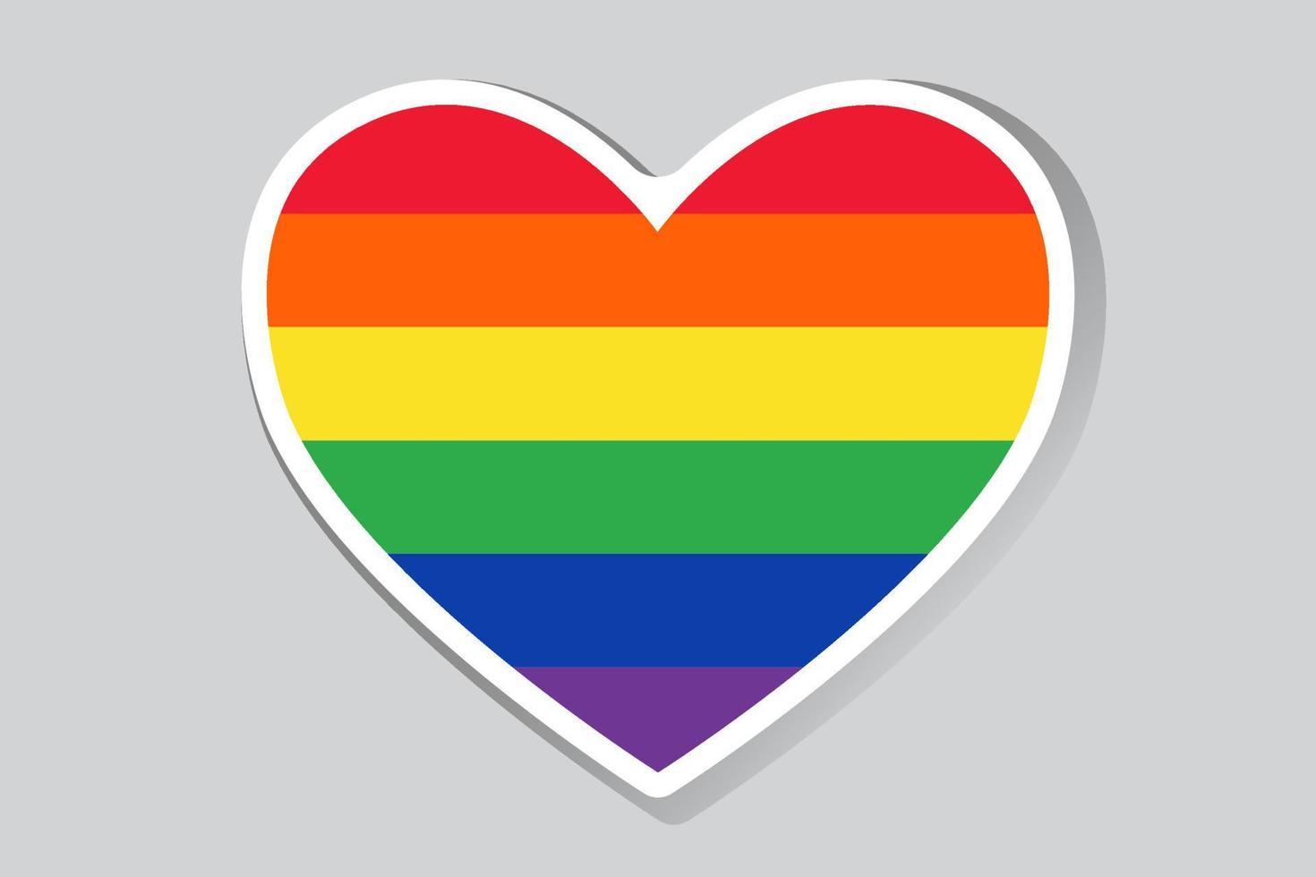 pegatina de corazón con colorida bandera lgbt. etiqueta de corazón vectorial, plantilla, baner, icono emoji vector