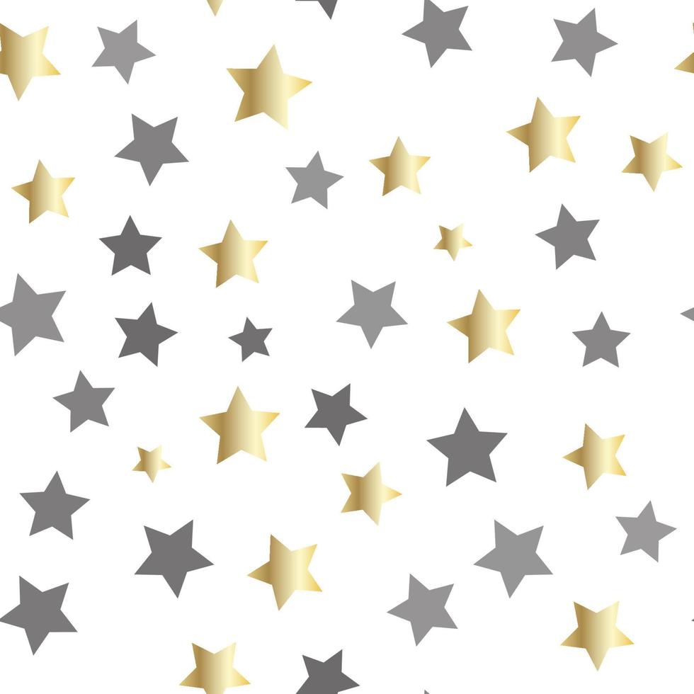 Golden stars background. Night sky seamless pattern vector