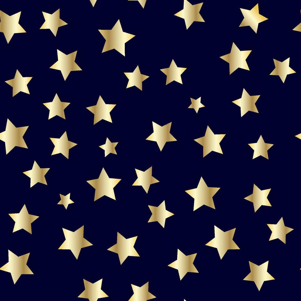 Golden stars background. Night sky seamless pattern vector