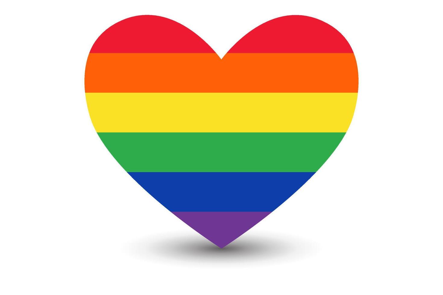 Heart sticker with colorful LGBT flag. Vector heart label, template, baner, Emoji Icon