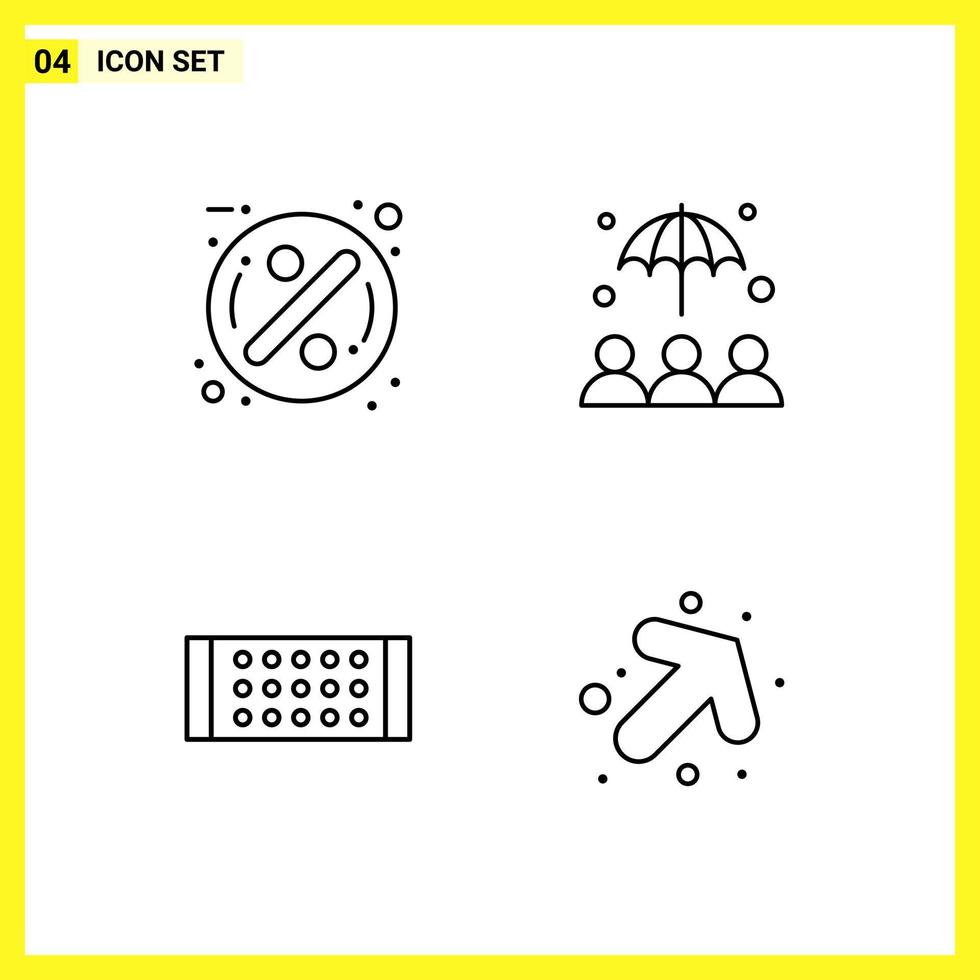 4 Icon Set Simple Line Symbols Outline Sign on White Background for Website Design Mobile Applications and Print Media vector