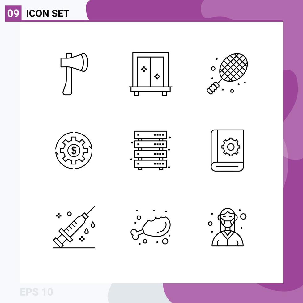 Modern Set of 9 Outlines Pictograph of make capital mirror revenue sport Editable Vector Design Elements