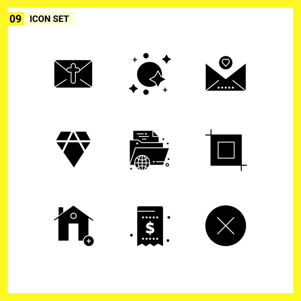 Pack of 9 Modern Solid Glyphs Signs and Symbols for Web Print Media such as learning crypto currency spaceship crypto asch Editable Vector Design Elements