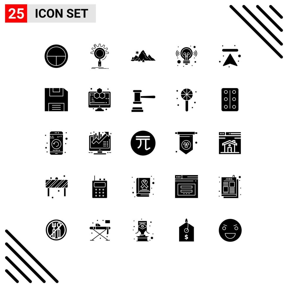 User Interface Pack of 25 Basic Solid Glyphs of solution business setting idea nature Editable Vector Design Elements