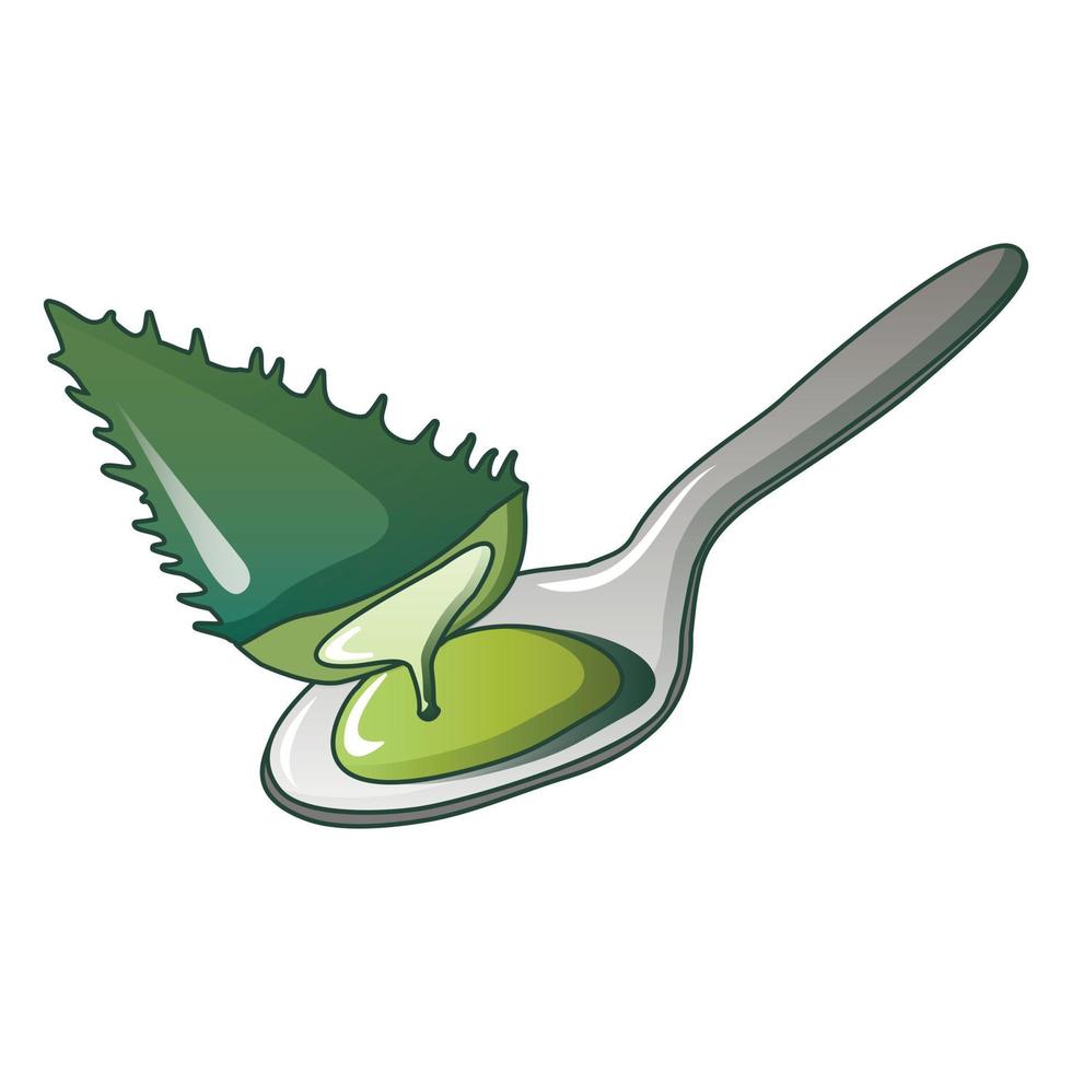 jugo de aloe en icono de cuchara, estilo de dibujos animados vector