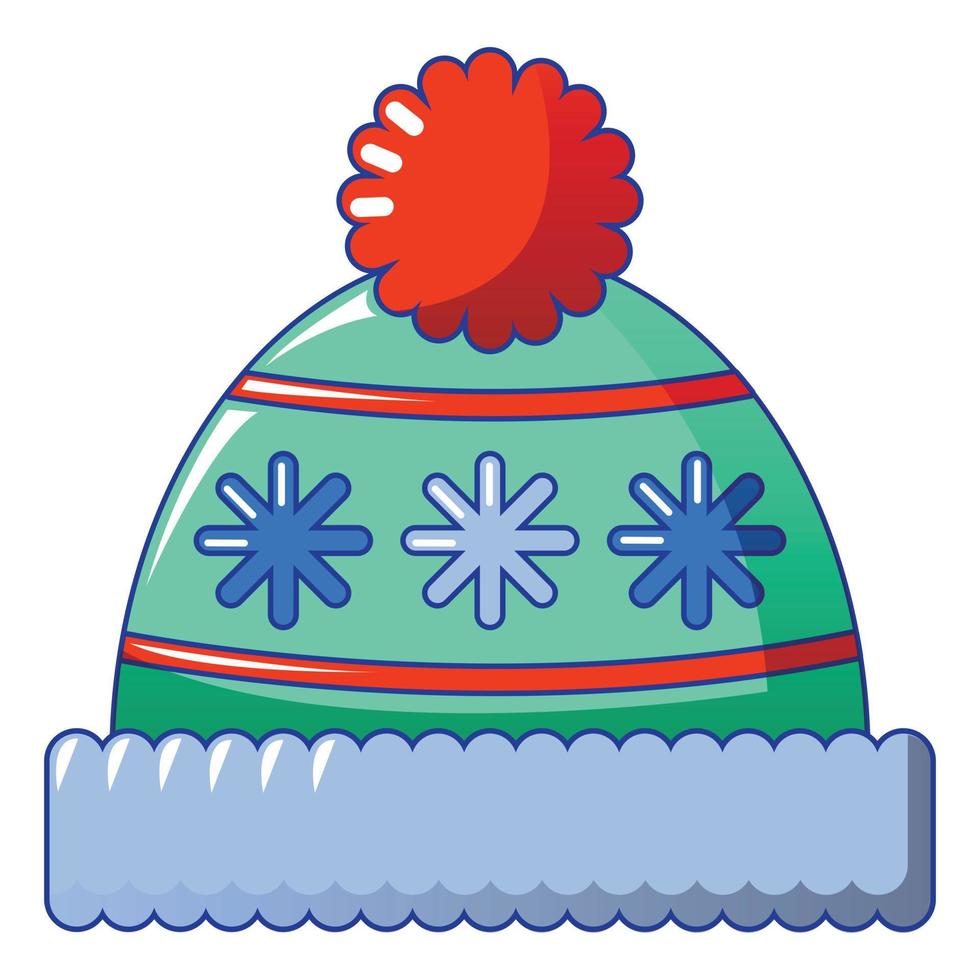 icono de gorro de invierno, estilo de dibujos animados vector