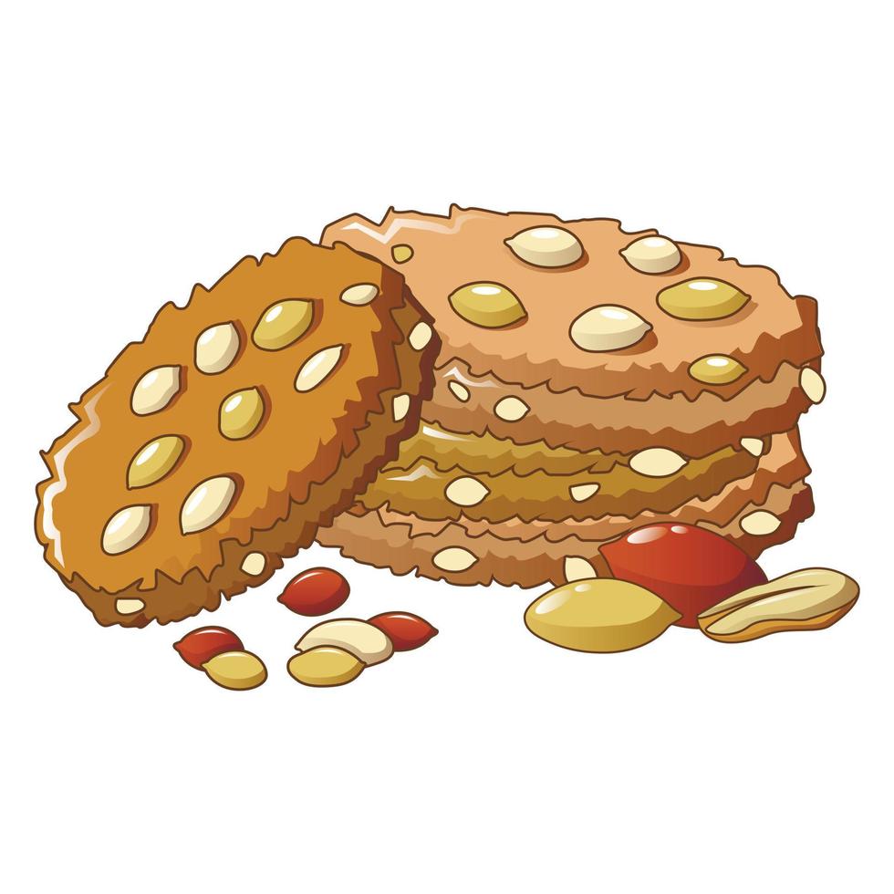 Peanut cookie icon, cartoon style vector