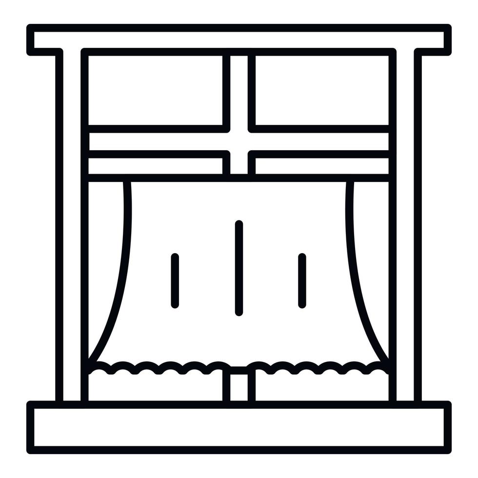 Room window curtain icon, outline style vector