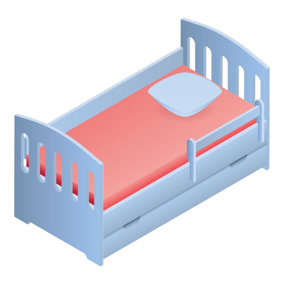Baby bed icon, isometric style vector