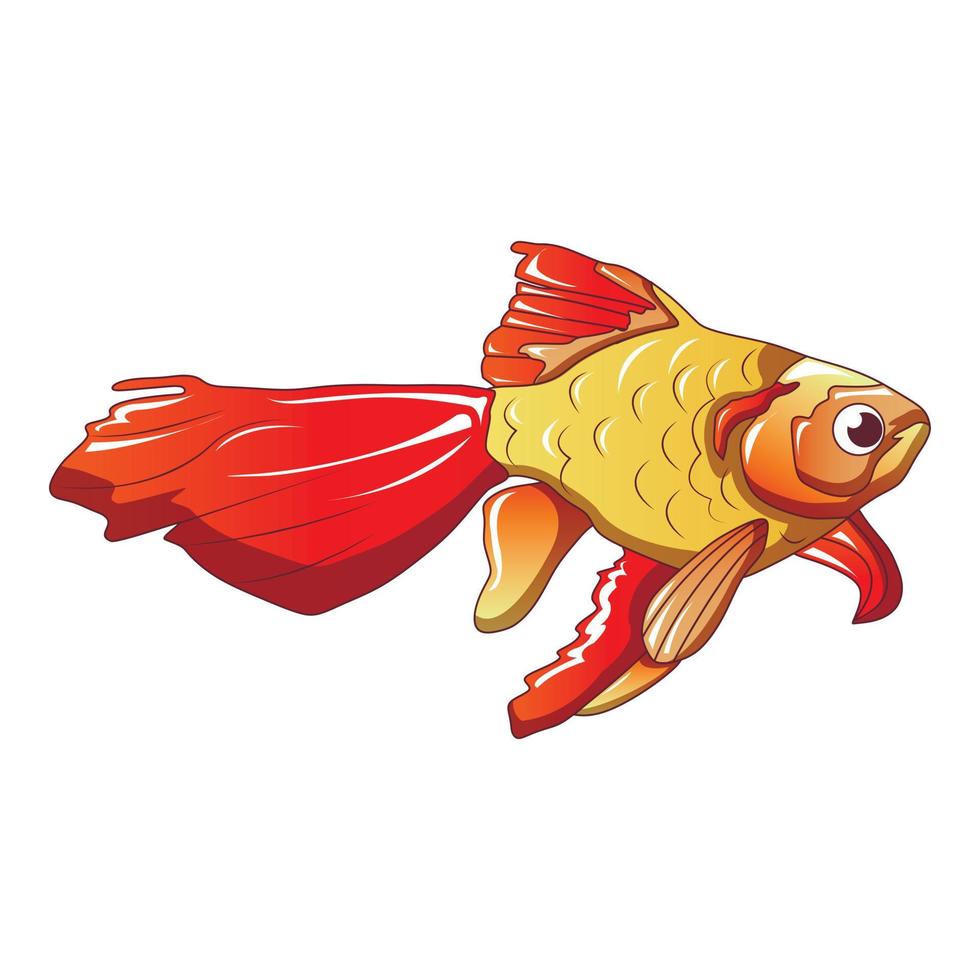 icono de pez dorado rojo, estilo de dibujos animados vector