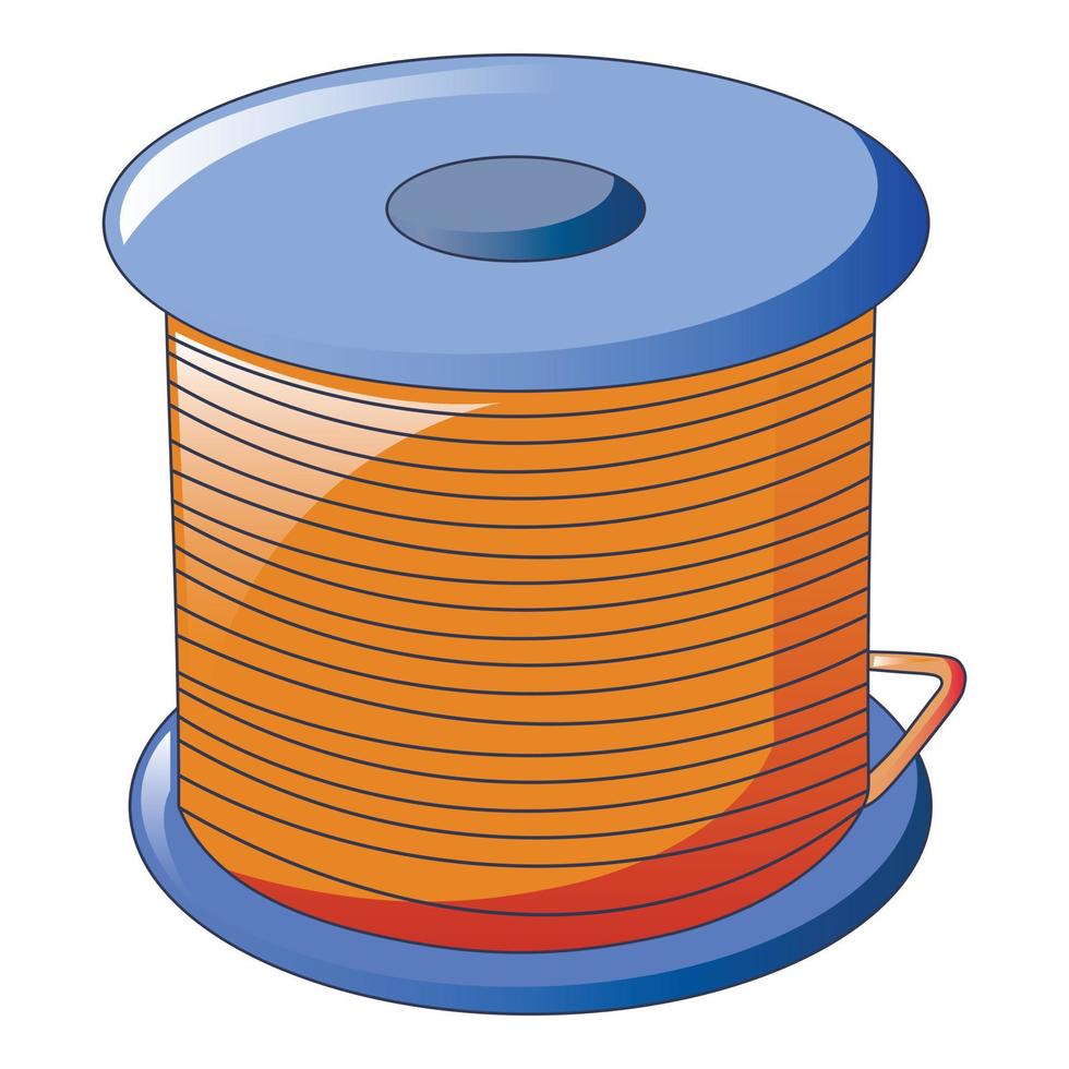 Orange cable coil icon, cartoon style vector