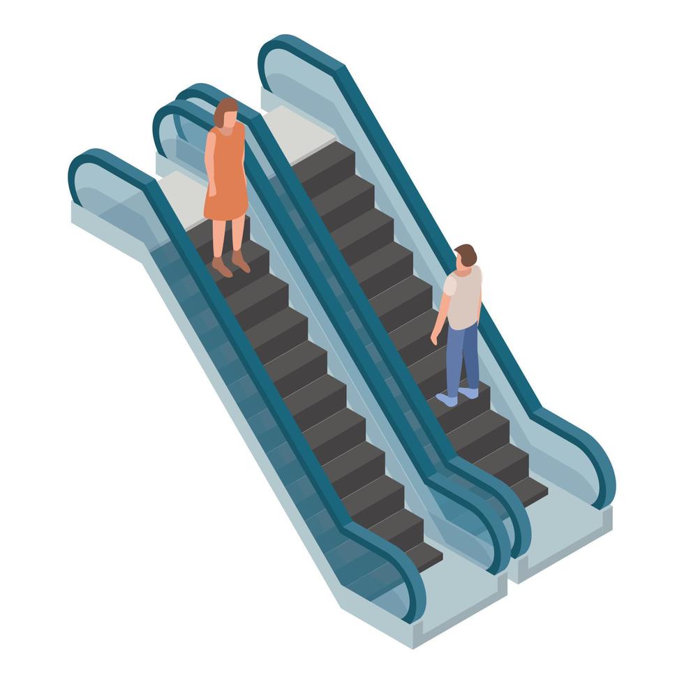 icono de escalera mecánica de dos direcciones, estilo isométrico vector