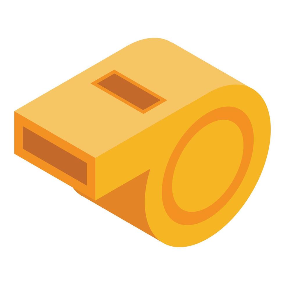 Yellow whistle icon, isometric style vector