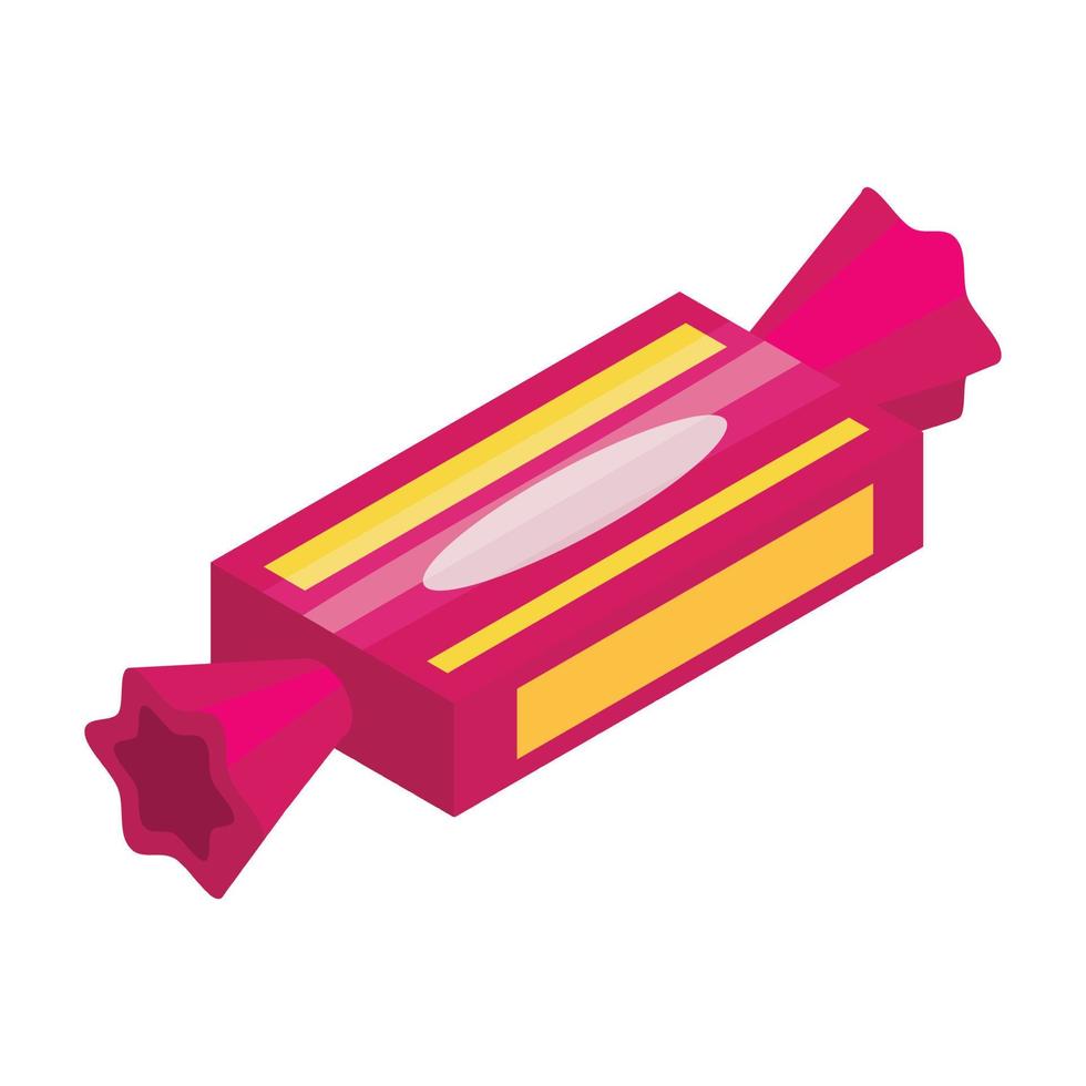 icono de bombón dulce rosa, estilo isométrico vector