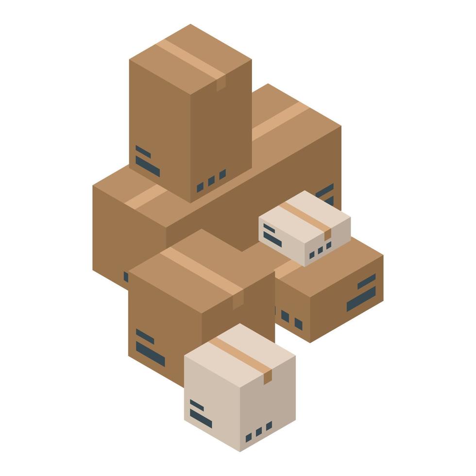 icono de caja de pila de entrega, estilo isométrico vector