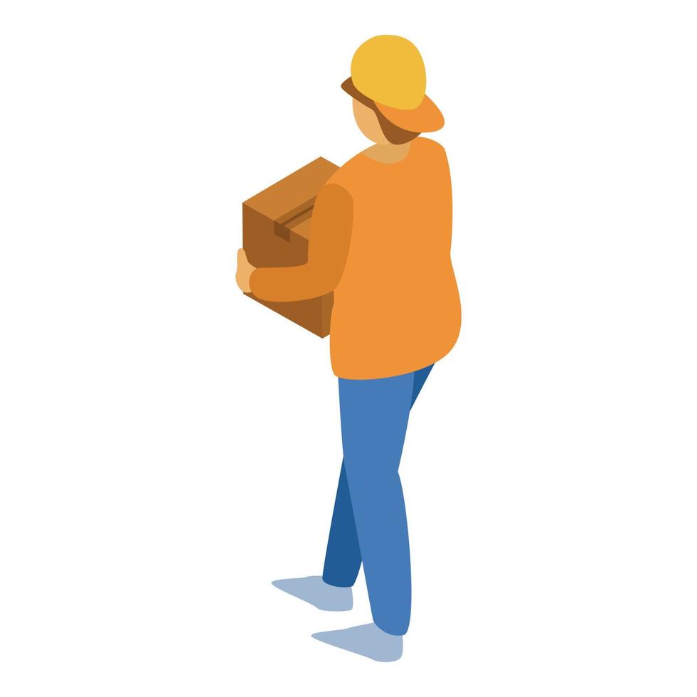 Fast delivery man icon, isometric style vector