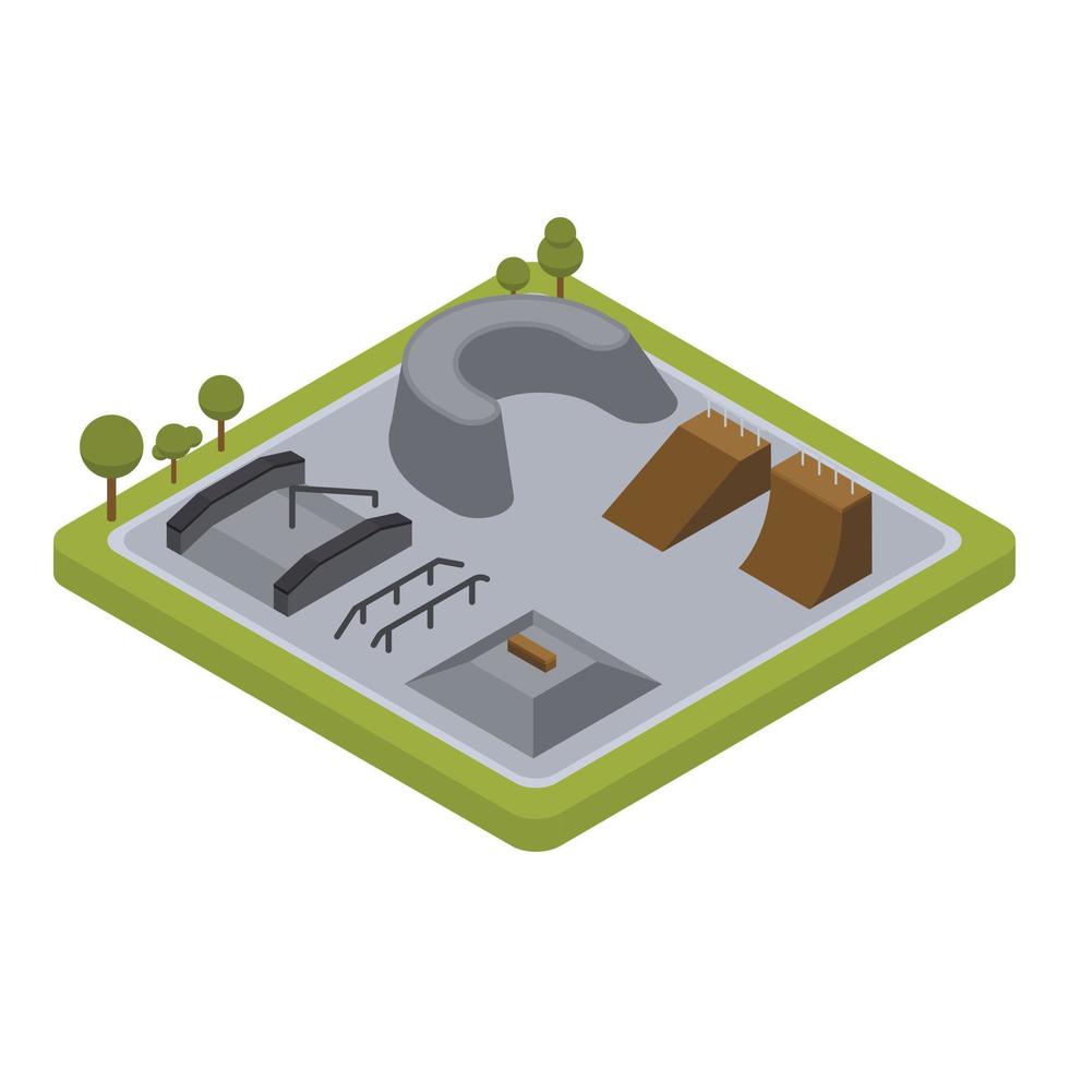 Roller skate park icon, isometric style vector