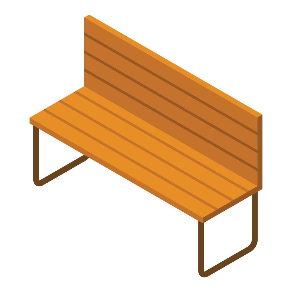Wood park bench icon, isometric style vector