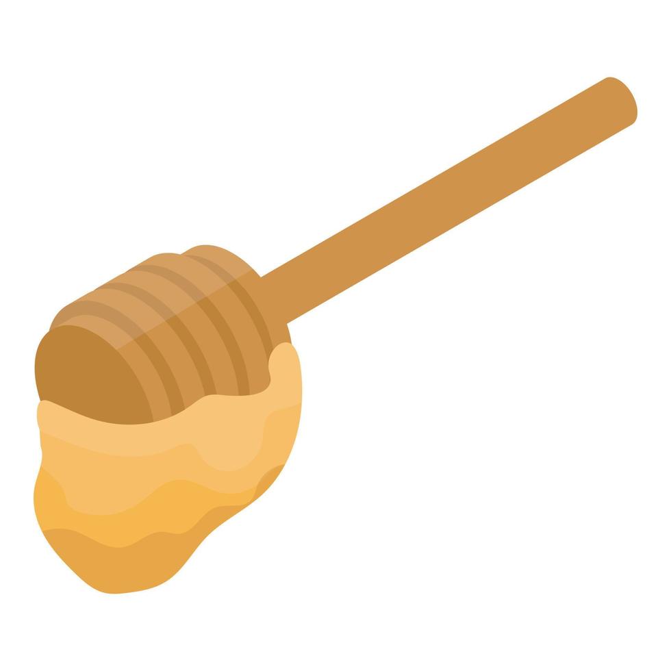 Wood honey spoon icon, isometric style vector