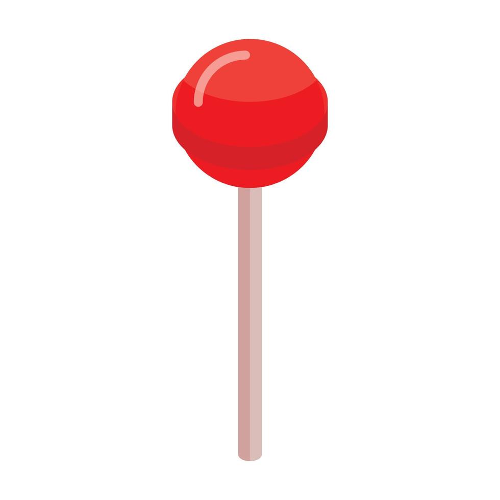 Red sweet lollipop icon, isometric style vector