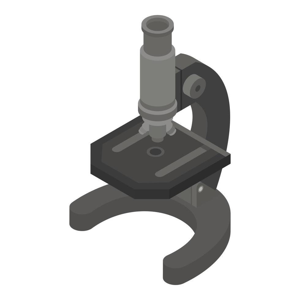 Black microscope icon, isometric style vector