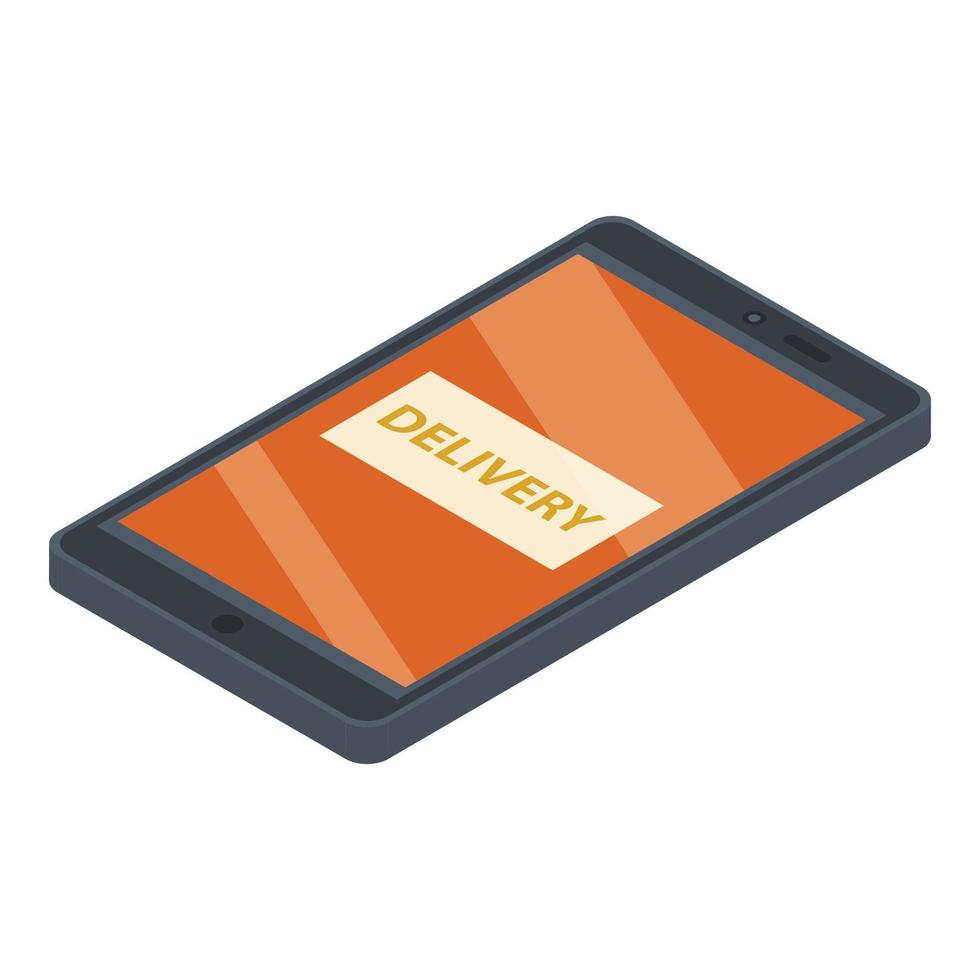 Smartphone delivery search icon, isometric style vector