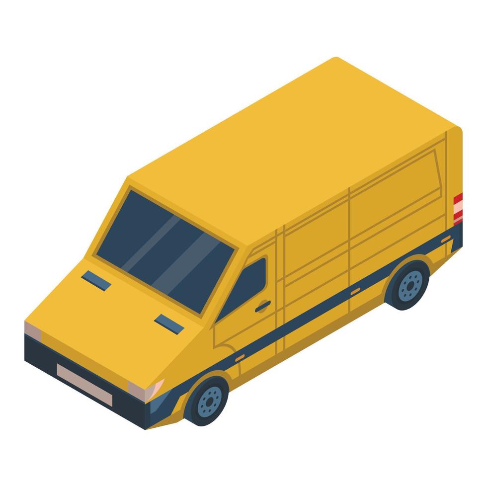 icono de coche de entrega amarillo, estilo isométrico vector