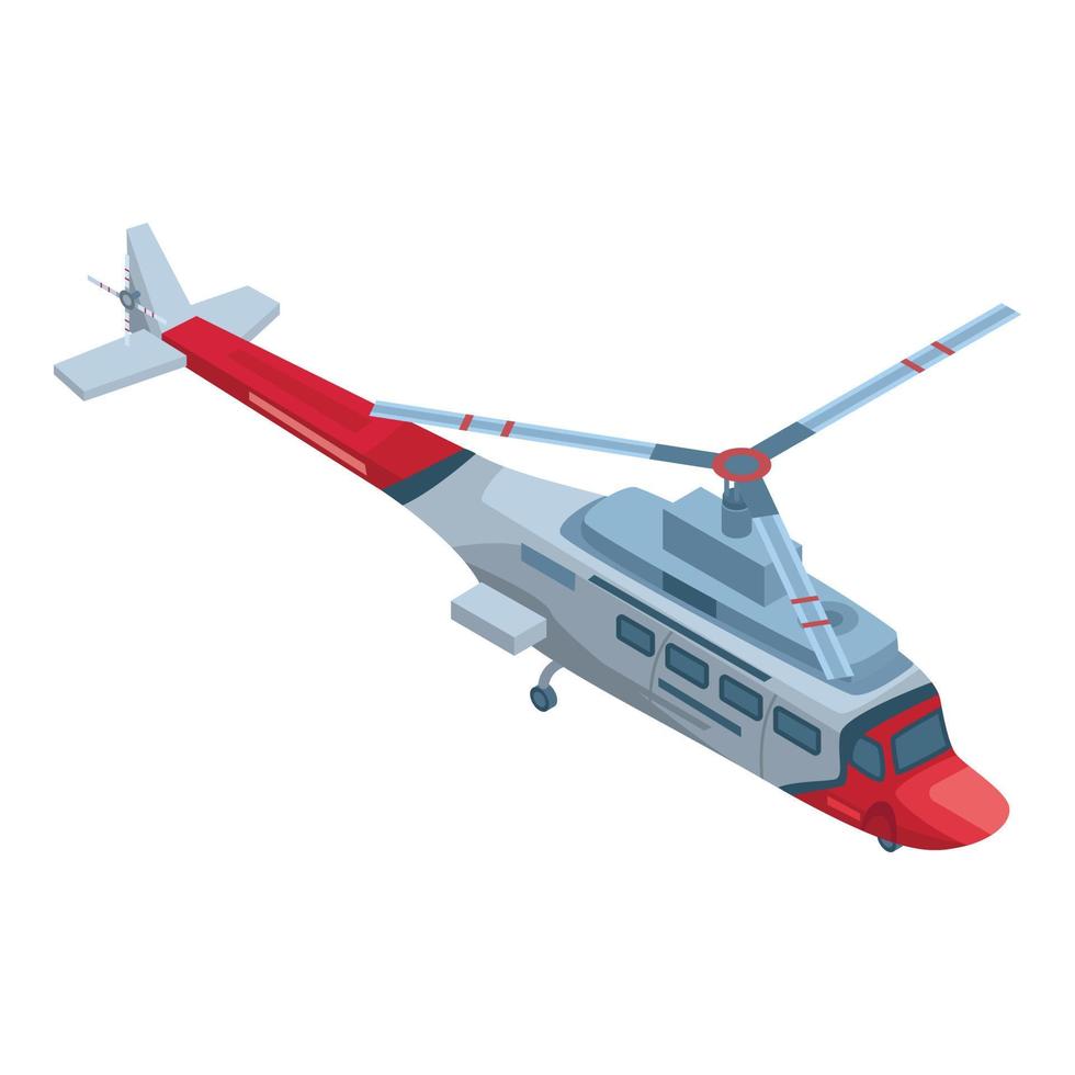 Rescue helicopter icon, isometric style vector
