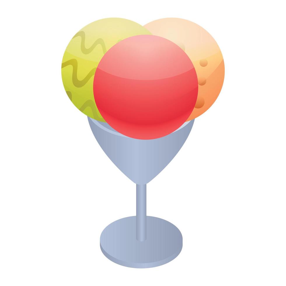 Ice cream balls icon, isometric style vector
