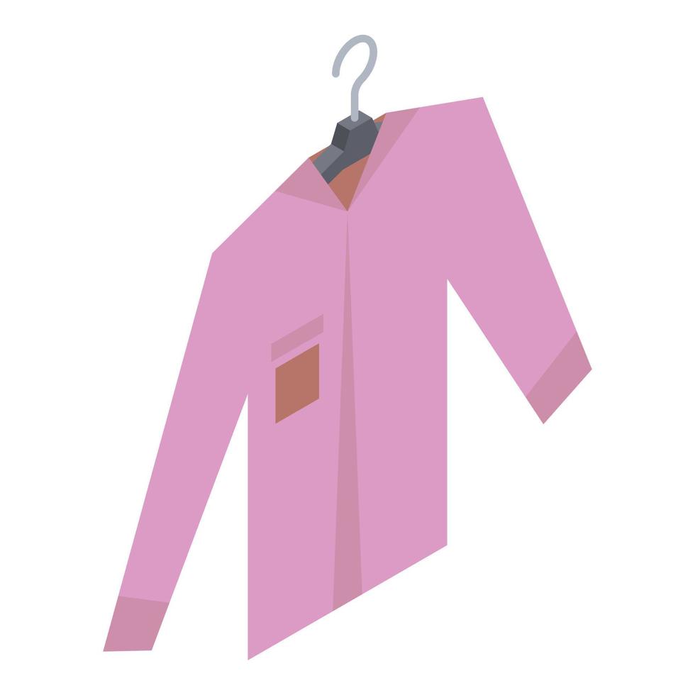 camisa rosa en el icono de la percha, estilo isométrico vector