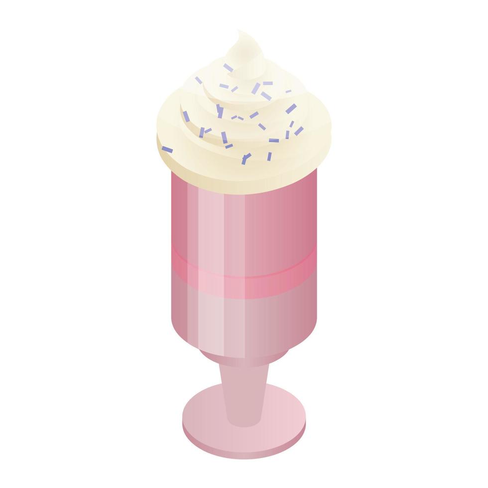 Glass ice cream icon, isometric style vector