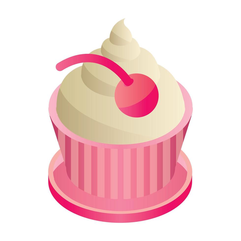 Cupcake icon, isometric style vector