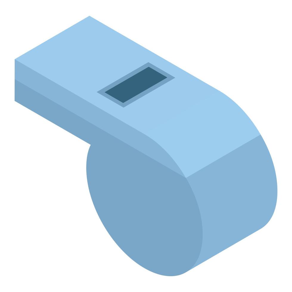 icono de silbato azul, estilo isométrico vector