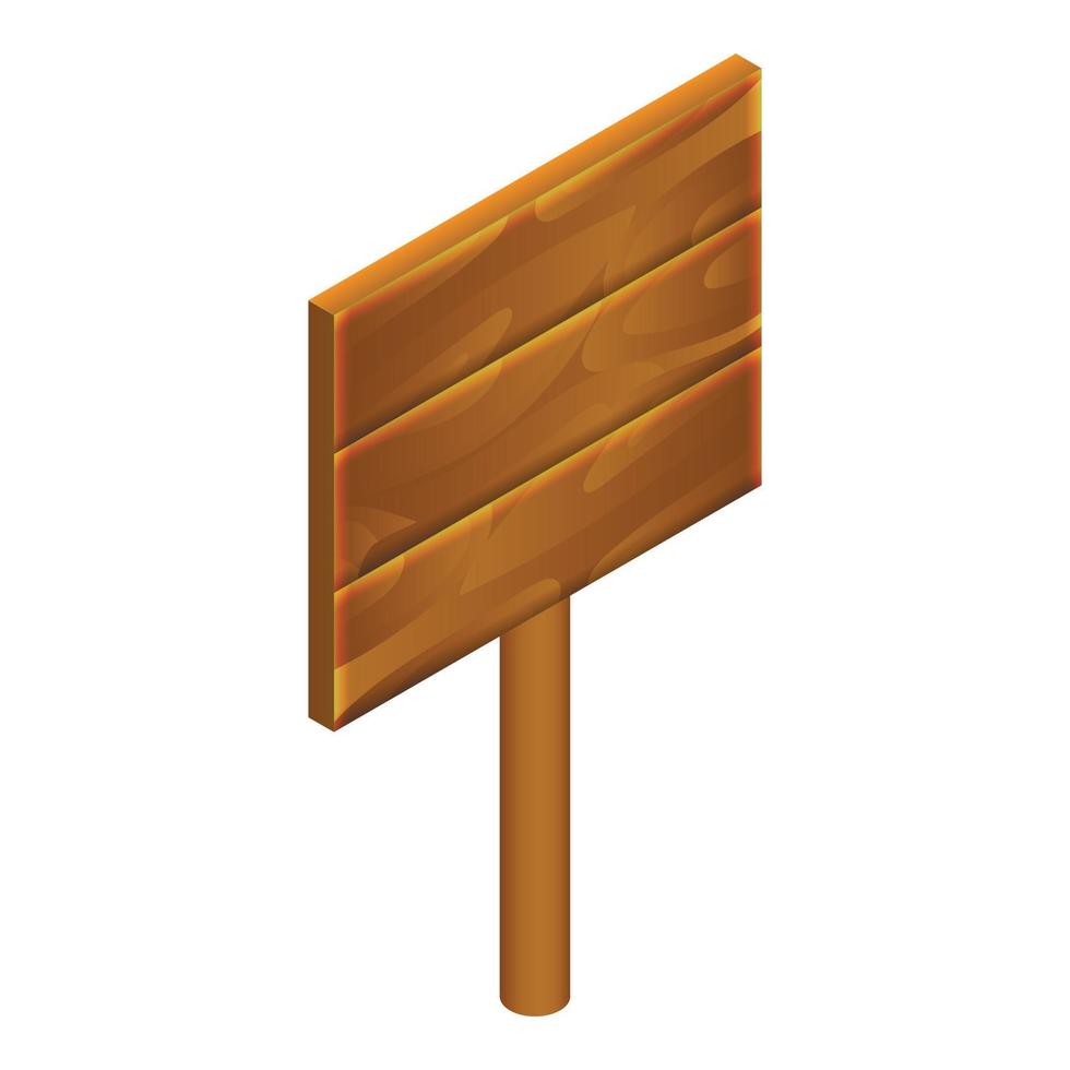 Retro wood board icon, isometric style vector