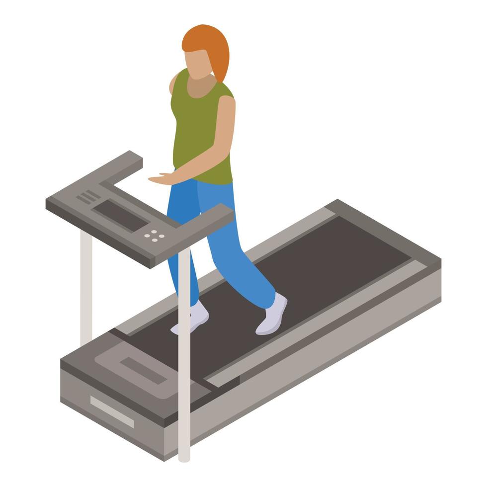 Woman treadmill icon, isometric style vector