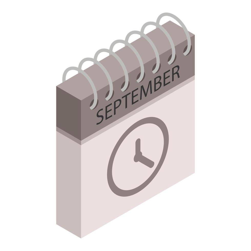 September calendar time icon, isometric style vector