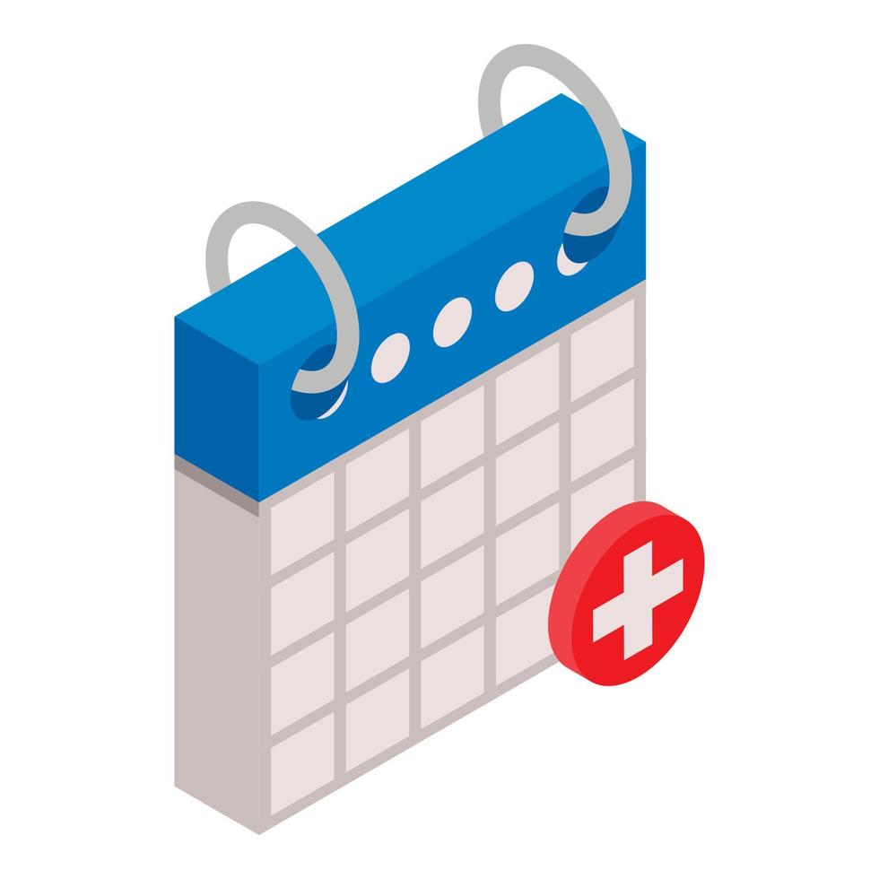 First aid calendar date icon, isometric style vector
