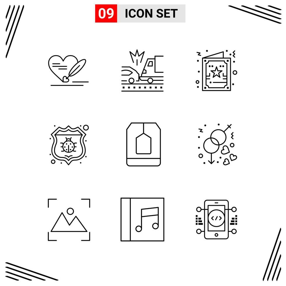 9 iconos estilo de línea cuadrícula basada en símbolos de contorno creativo para el diseño de sitios web signos de icono de línea simple aislados en fondo blanco 9 conjunto de iconos vector