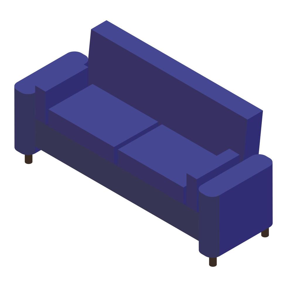 icono de sofá morado, estilo isométrico vector
