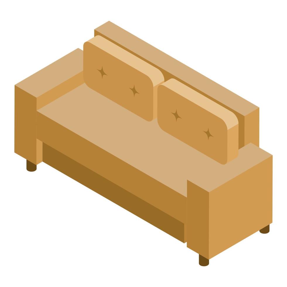 Leather sofa icon, isometric style vector