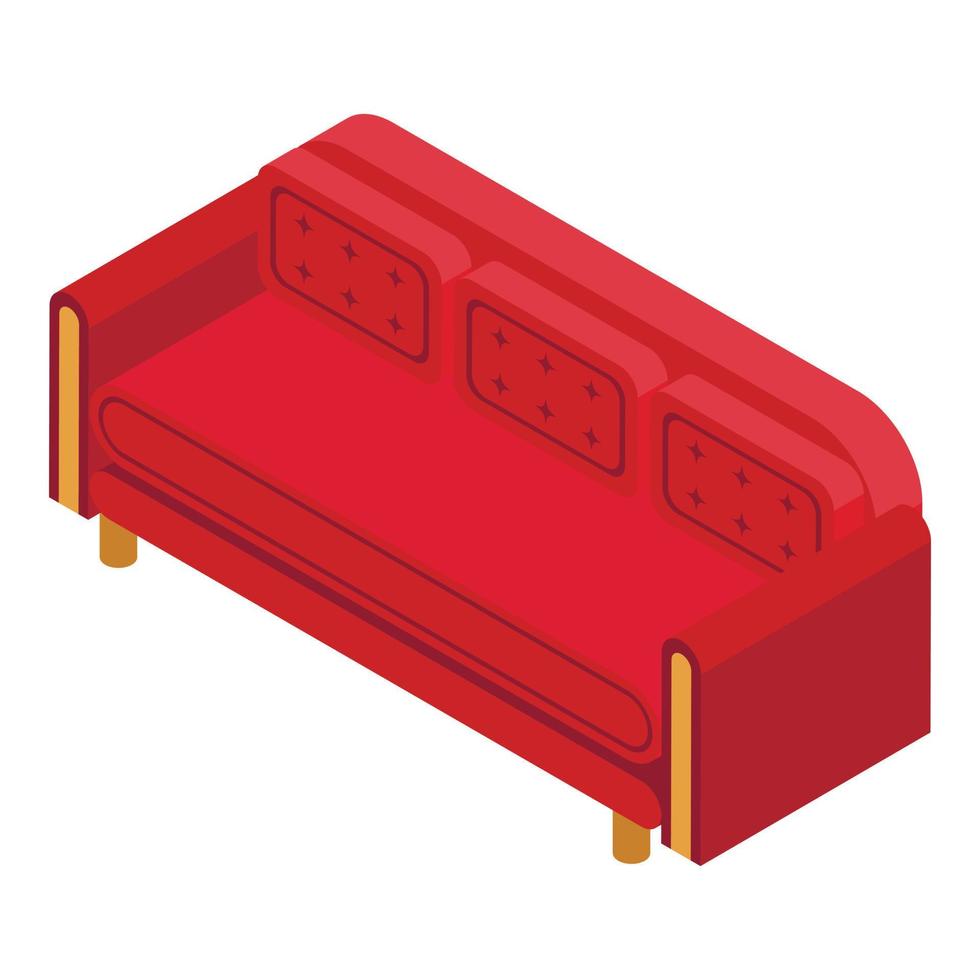 Red sofa icon, isometric style vector