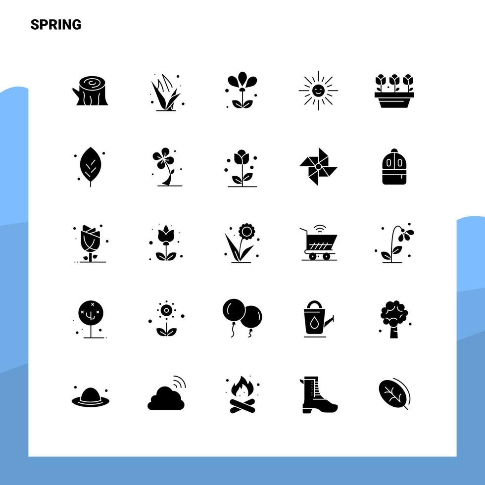 25 Spring Icon set Solid Glyph Icon Vector Illustration Template For Web and Mobile Ideas for business company
